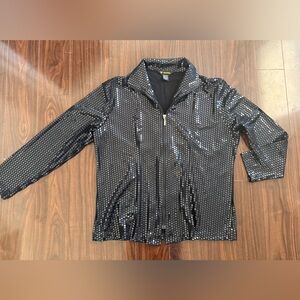 Vintage Valentina Shimmering Black Sequin Jacket size 1x